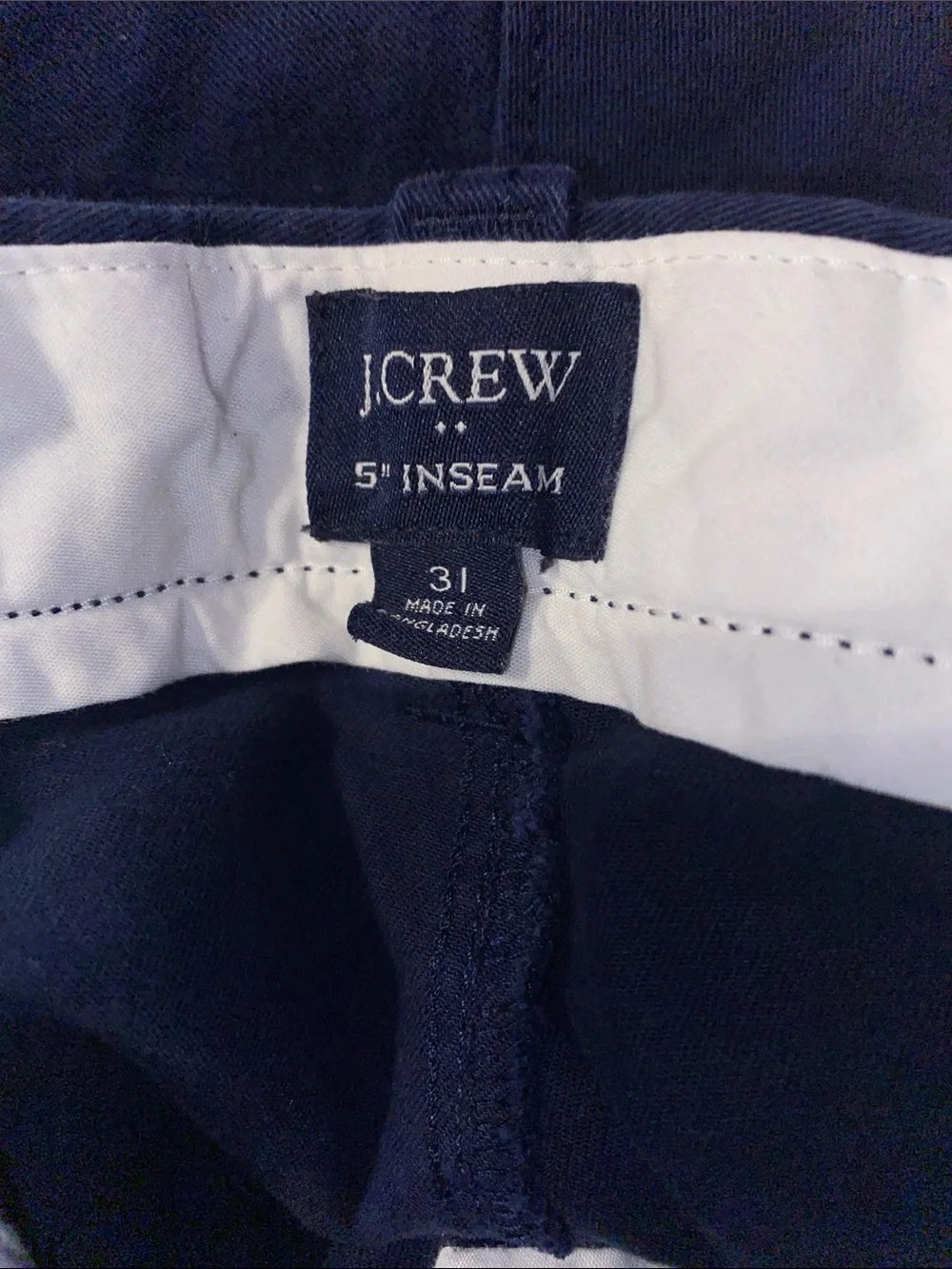 J Crew Men's Navy Cotton Casual Shorts 31” Waist x 5”Inseam